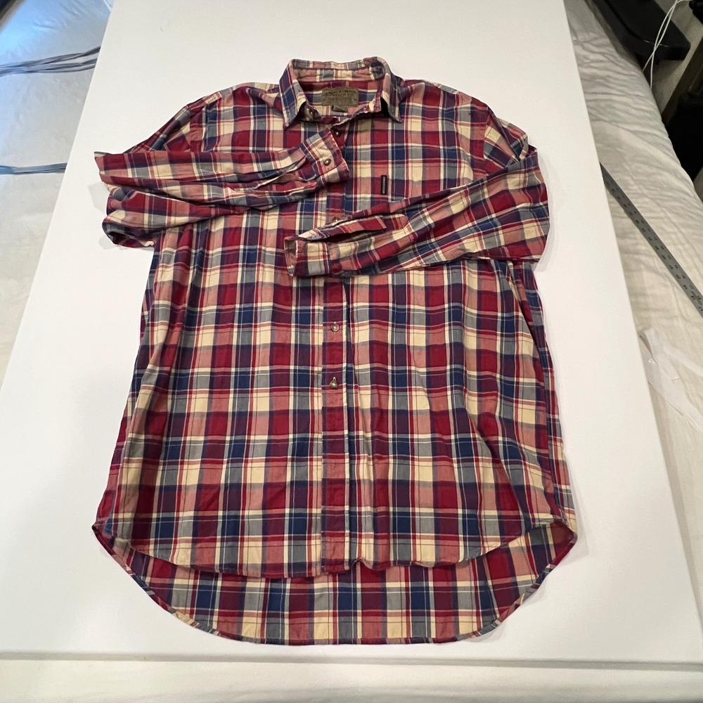 Abercrombie Fitch The Big Shirt Women L Red Plaid Oversized Button Up Y2K